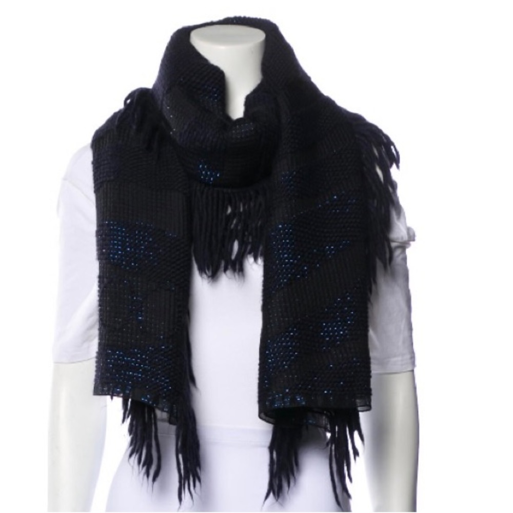 🎀 Authentic JIMMY CHOO Blue Black Shimmer SCARF